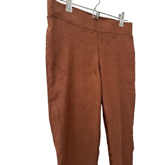 NYDJ Brown Cognac Faux Suede Legging Pants Size 2P - Picture 2 of 12